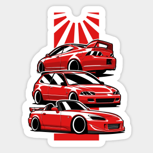 Red Honda Civic Integra S2000 JDM Mix Sticker